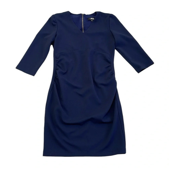Slate & Willow Maternity Dress Women's XS Extra Small Blue V-Neck Sheath Midi - Picture 4 of 17